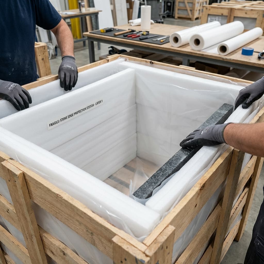 2. Crate Preparation for Stone Packing